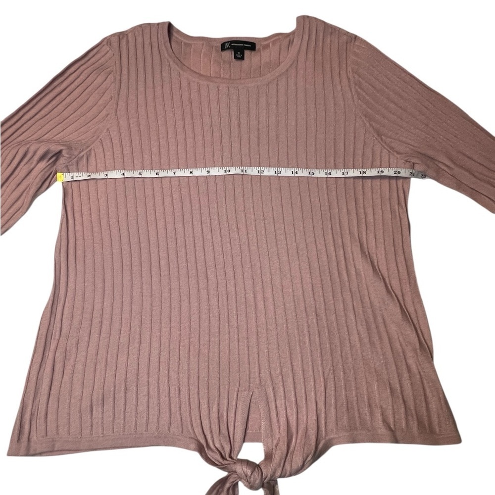 INC International Concepts Blush Pink Ribbed Tie Front Crewneck Sweater New XL - Picture 10 of 11